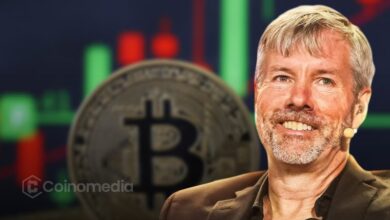 Chart showing MicroStrategy’s Bitcoin accumulation strategy under Michael Saylor