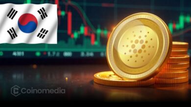South Korean exchange screen showing Cardano ADA trading activity