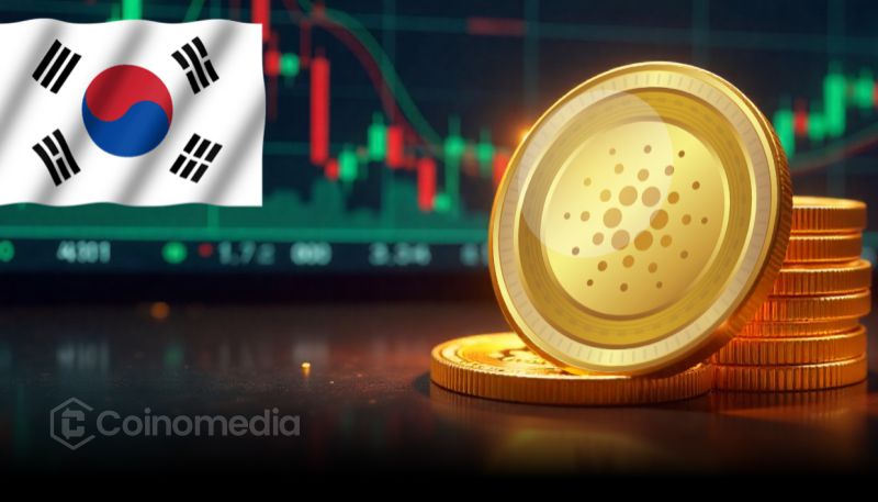 South Korean exchange screen showing Cardano ADA trading activity