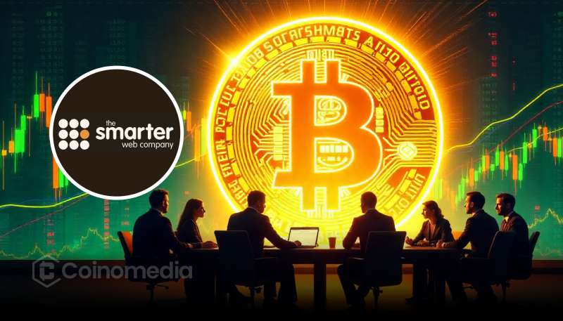 The Smarter Web Company logo with Bitcoin symbol representing holdings growth
