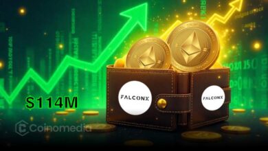 Blockchain wallet withdrawing 25,684 ETH from FalconX worth $114.3 million