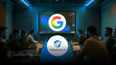 Google logo next to TeraWulf Bitcoin mining facility