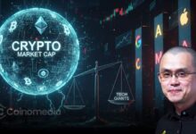 CZ highlighting crypto market cap compared to chip company valuation