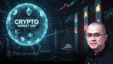 CZ highlighting crypto market cap compared to chip company valuation