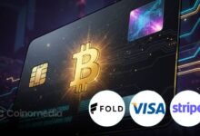 Fold Bitcoin Credit Card with Stripe and Visa logos