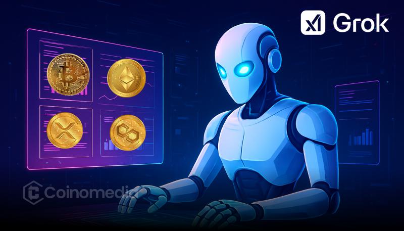Crypto dashboard showing Grok 4 generating AI trading signals