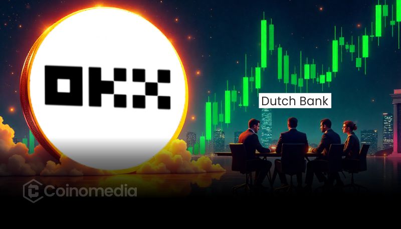 OKX logo with Dutch National Bank building in the background, highlighting $2.6M fine