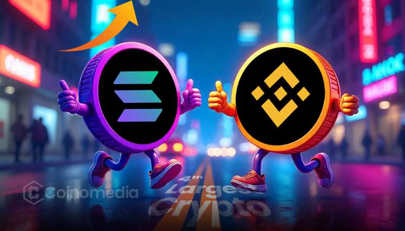 Solana market cap hits $126B, surpasses BNB in crypto rankings.