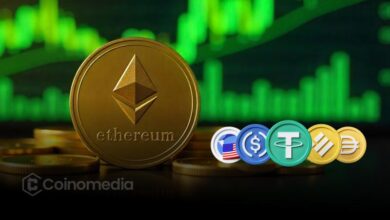 Ethereum stablecoin surge above $150 billion chart illustration