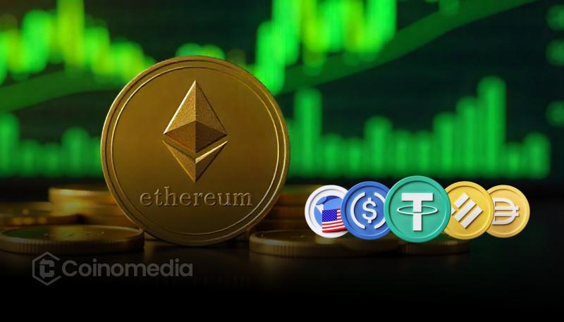 Ethereum stablecoin surge above $150 billion chart illustration