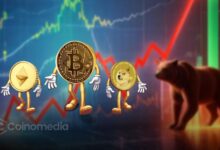 Crypto market chart showing downward trend with bearish outlook
