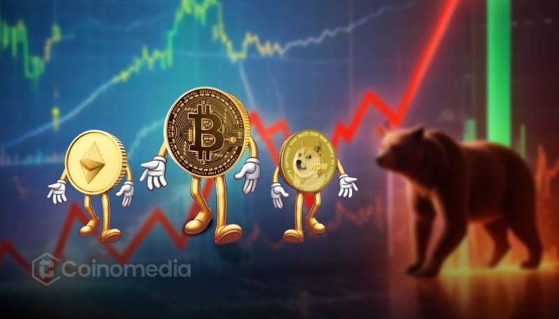 Crypto market chart showing downward trend with bearish outlook