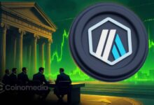 Chart showing ARB DEX volume growth on Arbitrum in 2025