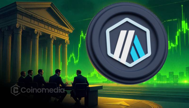 Chart showing ARB DEX volume growth on Arbitrum in 2025