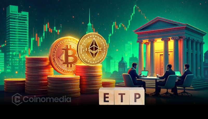 Chart showing growth in crypto ETP applications for Bitcoin, Solana, and XRP