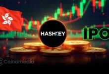 HashKey Group logo with Hong Kong skyline in background, symbolizing IPO plans