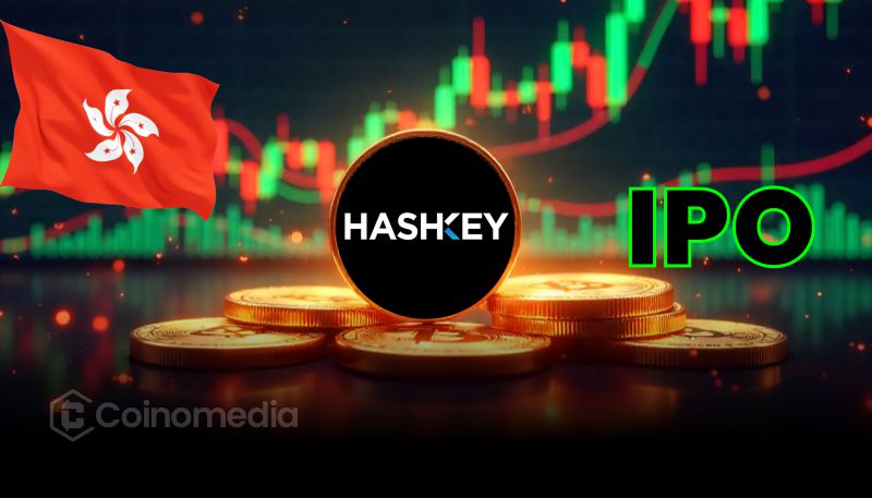 HashKey Group logo with Hong Kong skyline in background, symbolizing IPO plans