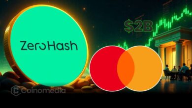 Mastercard logo next to Zerohash logo representing acquisition deal