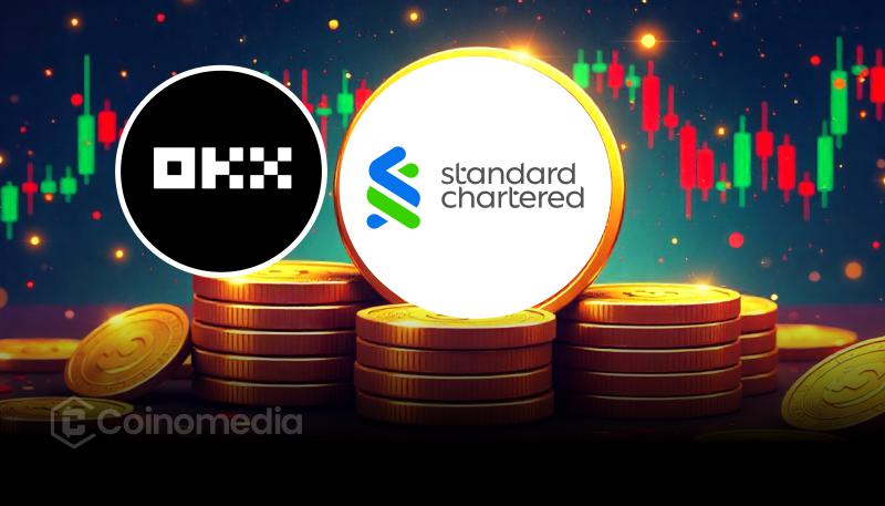 OKX and Standard Chartered logos symbolizing institutional crypto partnership