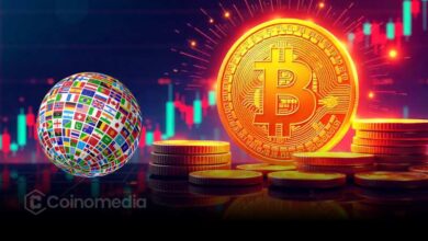 Global map showing Bitcoin holdings by country