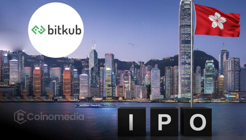 Bitkub Hong Kong IPO announcement with crypto exchange visuals