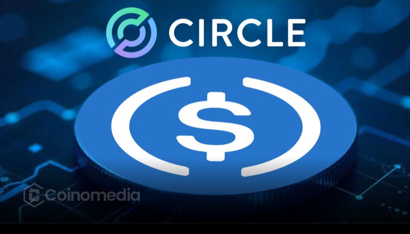 Circle logo with USDC coin symbol representing $500 million minting of stablecoin