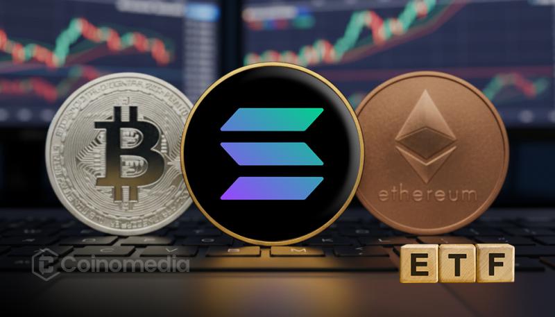 Bitcoin ETF outflows and XRP ETH SOL inflows chart
