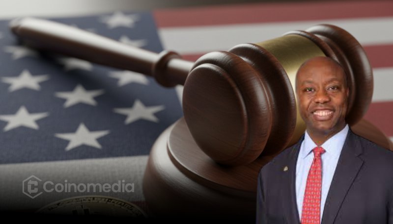 Senator Tim Scott speaking about crypto market structure bill in Senate