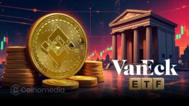 VanEck spot BNB ETF filing with Nasdaq logo and Binance Coin token