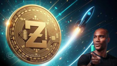 Zcash logo with rising price chart, highlighting Maelstrom portfolio growth