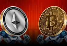 Chart showing Ether decline as Bitcoin rises – shorting Ether strategy