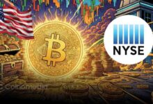 "Bitcoin-native public company XXI logo on NYSE trading floor"
