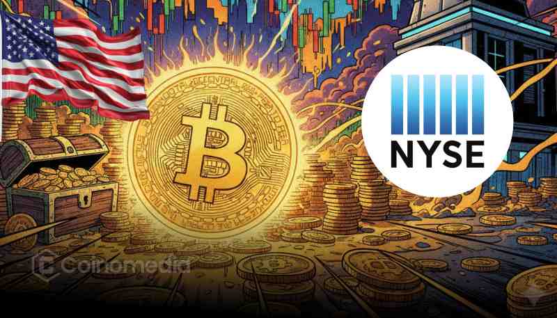 "Bitcoin-native public company XXI logo on NYSE trading floor"
