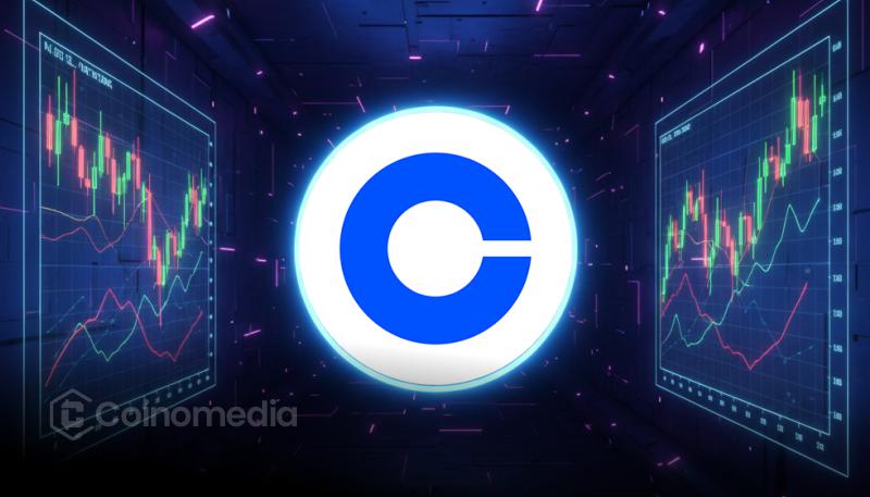 Coinbase logo with charts representing prediction markets and tokenized stocks
