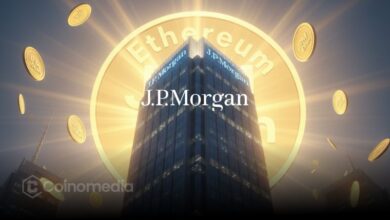 Illustration of tokenized money market fund concept on Ethereum blockchain featuring JPMorgan digital finance.