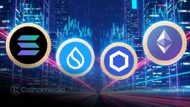 Graph showing $330B tokenized assets market cap growth across stablecoins, funds, and stocks