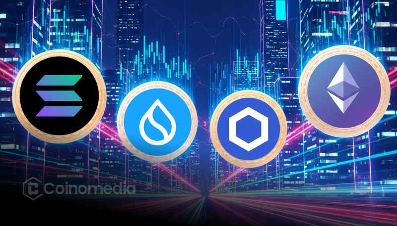 Graph showing $330B tokenized assets market cap growth across stablecoins, funds, and stocks