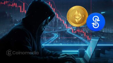 Illustration showing Yearn Finance logo with red alert sign, symbolizing exploit involving yETH minting bug.