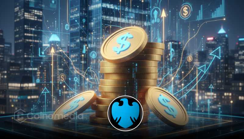 Barclays stablecoin investment support for Ubyx logo and crypto finance concept