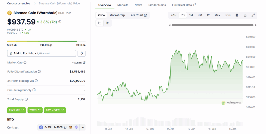 BNB Coin Market Data