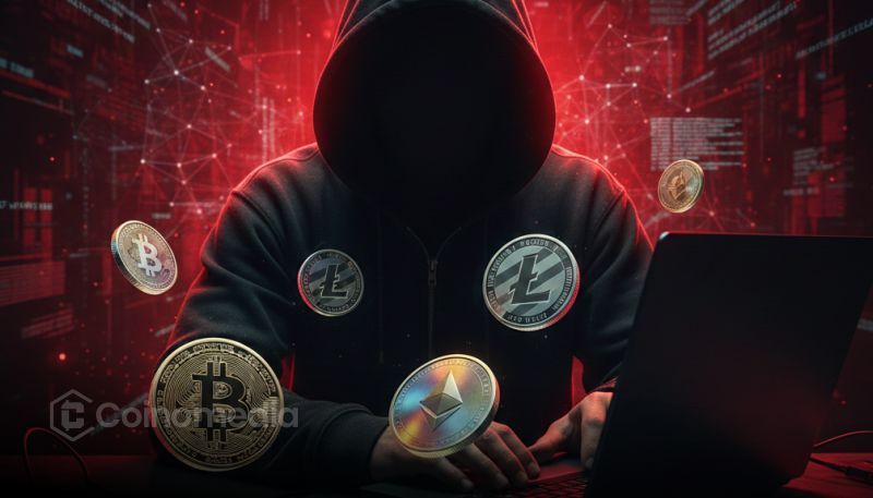 Illustration showing an Address Poisoning Scam with fake crypto wallet addresses appearing in transaction history.