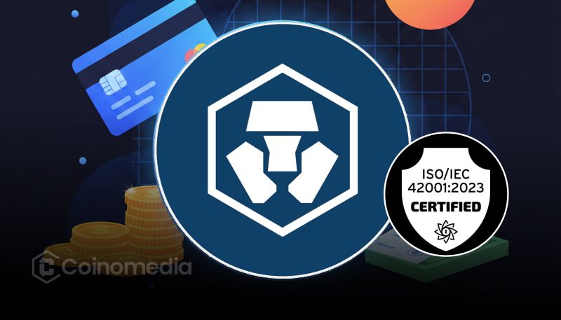 Crypto.com ISO 42001 Certification logo representing AI security compliance in crypto industry