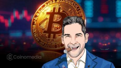 Grant Cardone discussing his Bitcoin investment strategy while Bitcoin price chart shows market volatility.
