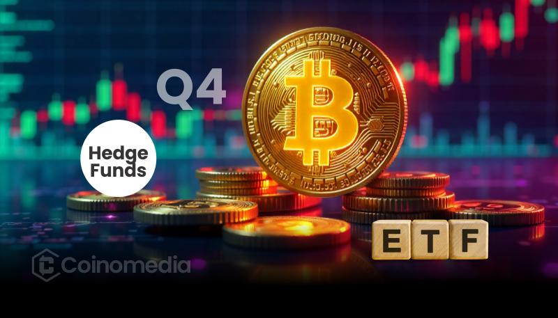 Chart showing hedge funds reducing Bitcoin ETF exposure by 25,000 BTC in Q4.