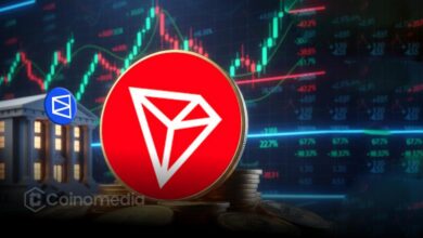 Tron deposits on Polymarket integration showing TRX logo and prediction market interface