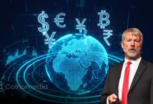 Programmable digital credit concept showing tokenized finance operating across Solana, Ethereum, Binance, Coinbase, and traditional finance networks.