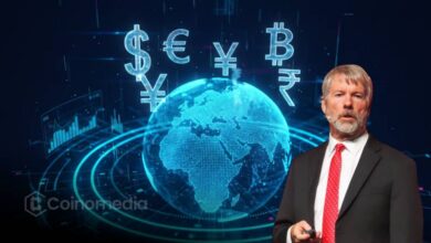 Programmable digital credit concept showing tokenized finance operating across Solana, Ethereum, Binance, Coinbase, and traditional finance networks.