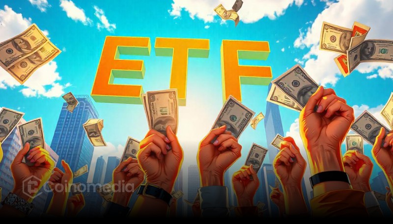 Crypto ETF Inflows showing Bitcoin, Ethereum, Solana, and XRP ETF investment growth chart.