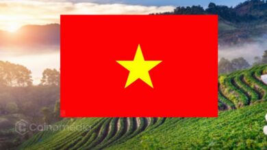 Vietnam crypto exchanges launch illustration showing digital coins, trading charts, and Vietnam flag elements