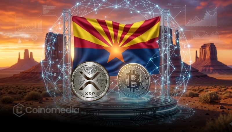 Arizona digital asset reserve with BTC and XRP stored in a government treasury vault